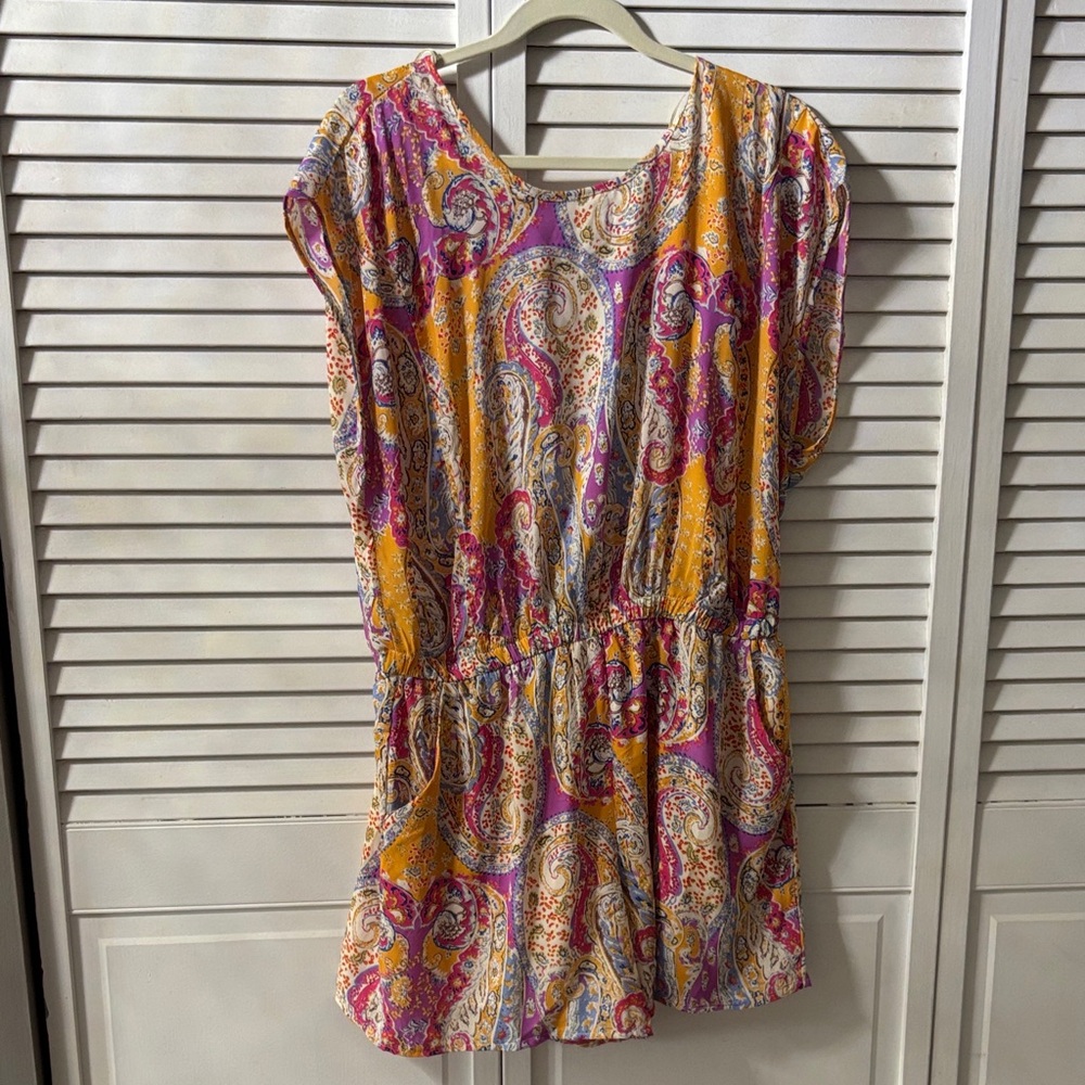 Forever 21 Paisley Print Sleeveless Romper - Yellow, Pink, Blue